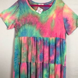 Oddi Colorful Tie Dye Midi Dress Cover up